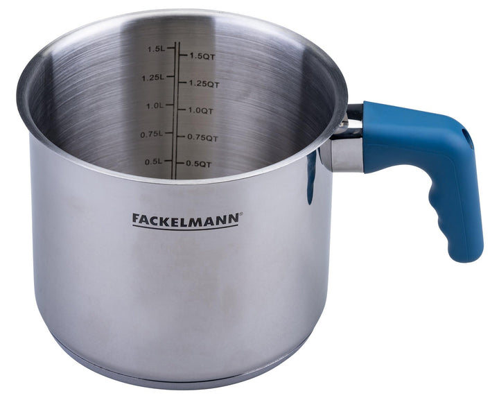 Fackelmann Milchtopf Essential Ø 14 cm aus Edelstahl mit ergonomischem Bakelit-Griff und praktischer