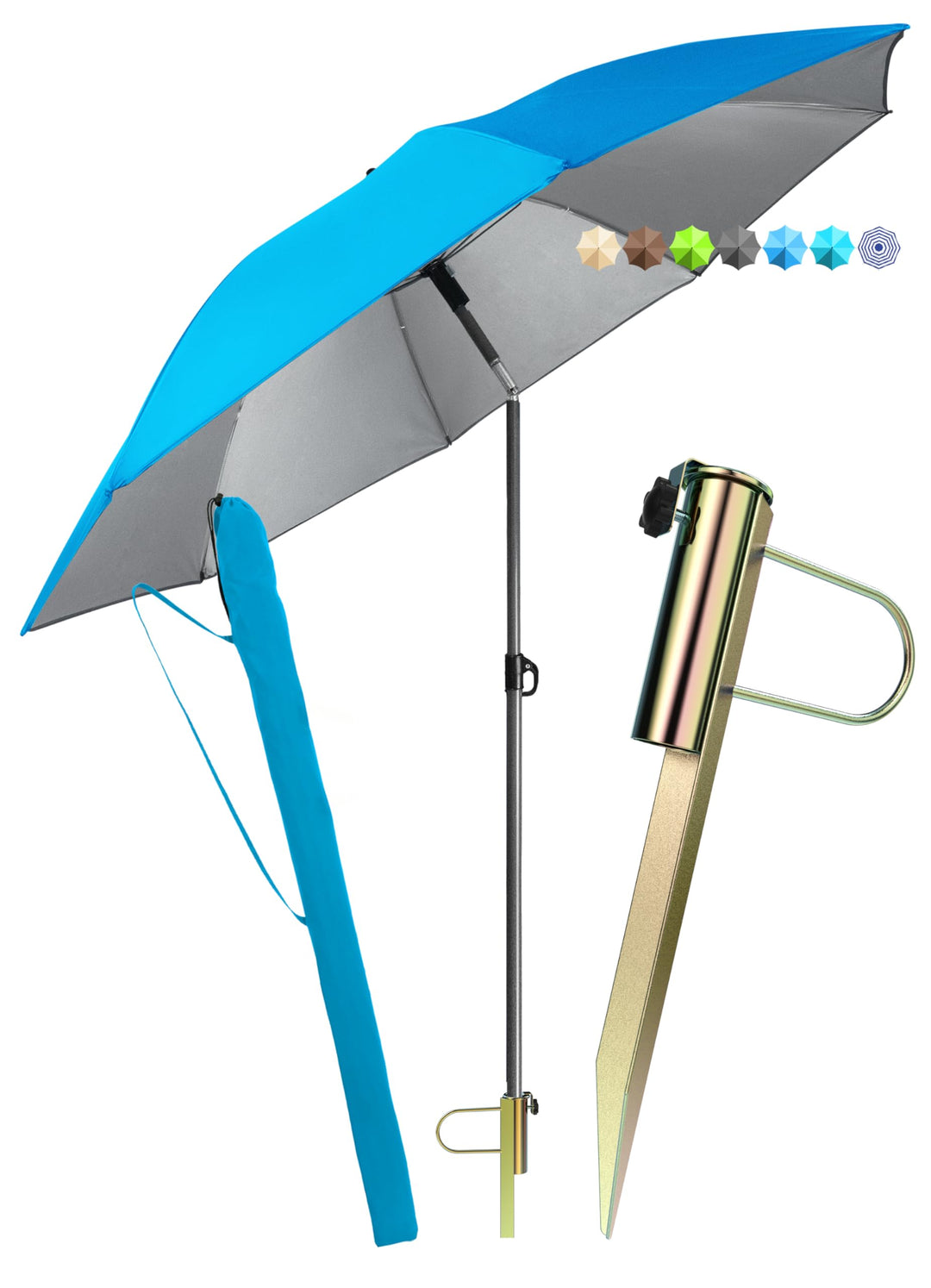 4smile Sonnenschirm Strand SunnyJoy Modern im 3er-Set, Blau - Strandschirm windfest stabil 160 cm +