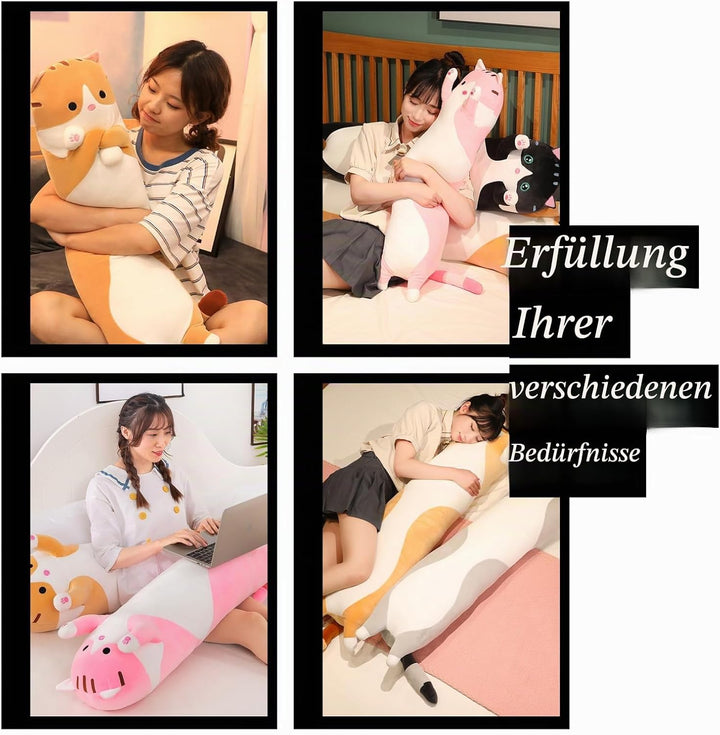 Aiuidun Lange Katze Kuscheltier Stofftiere Katzen Plüsch Kisse Süsse Kätzchen Plüschtier Schlafkisse