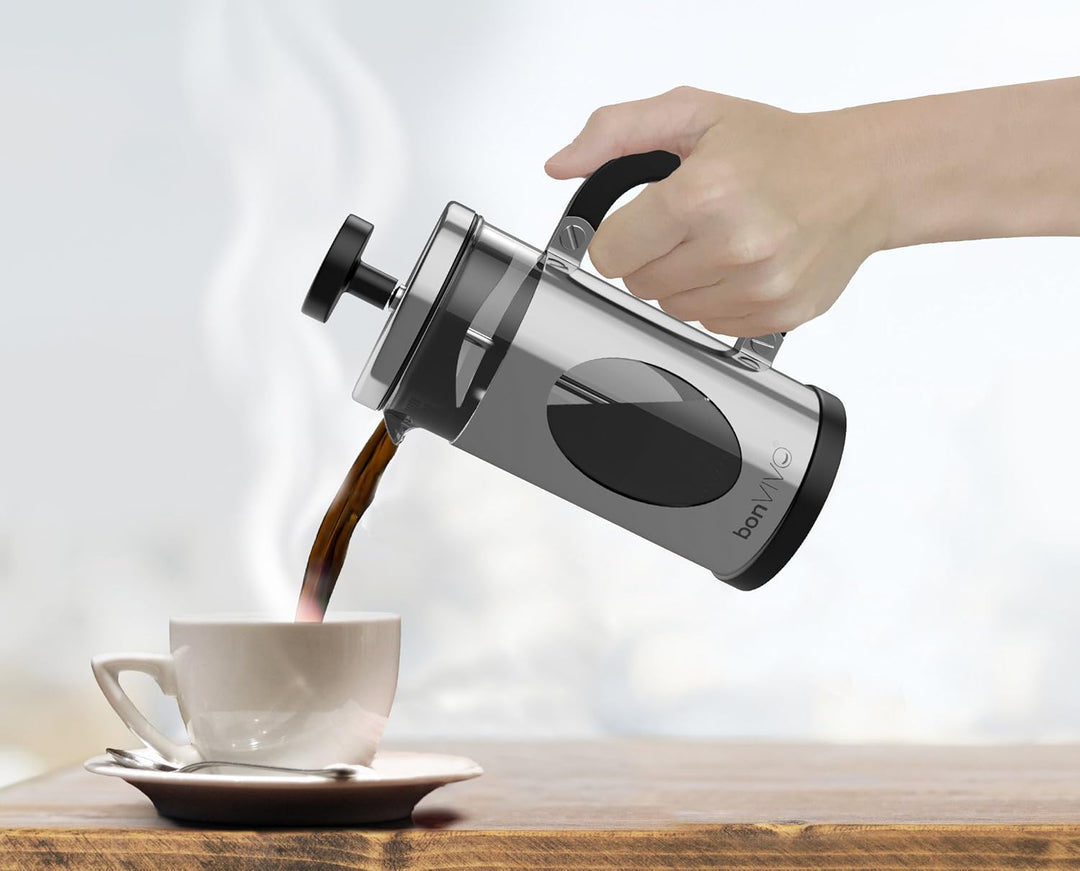 bonVIVO French Press Kaffeebereiter Silver - 3 Tassen - Coffee Maker in Kupfer-Optik - Kaffekanne au