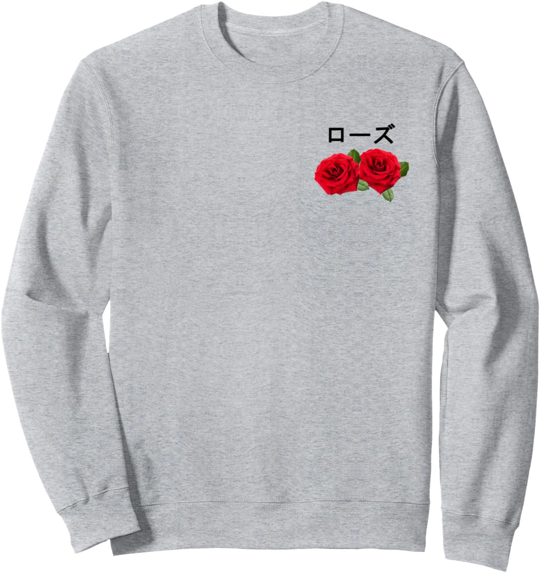 Rose Vaporwave with Japanese text Gift For vaporwave Fan Sweatshirt