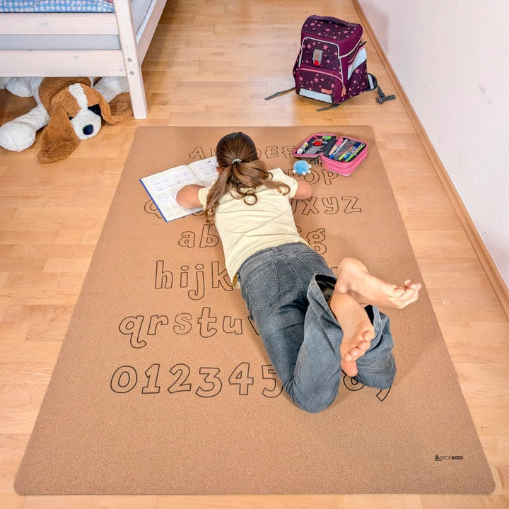 Spielmatte aus Kork. Schadstofffreie Krabbelmatte für Babys und Kinder. ABC 160x110 cm 110 x 160 cm