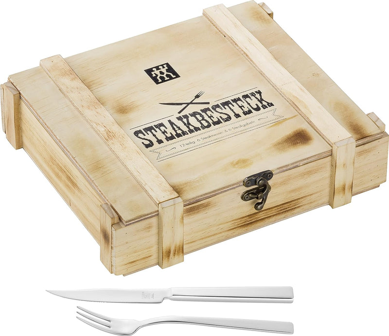 ZWILLING 07145-338-0 Nottingham Besteckset, Edelstahl, 68-teilig & 07150-359-0 Steak Besteckset in r