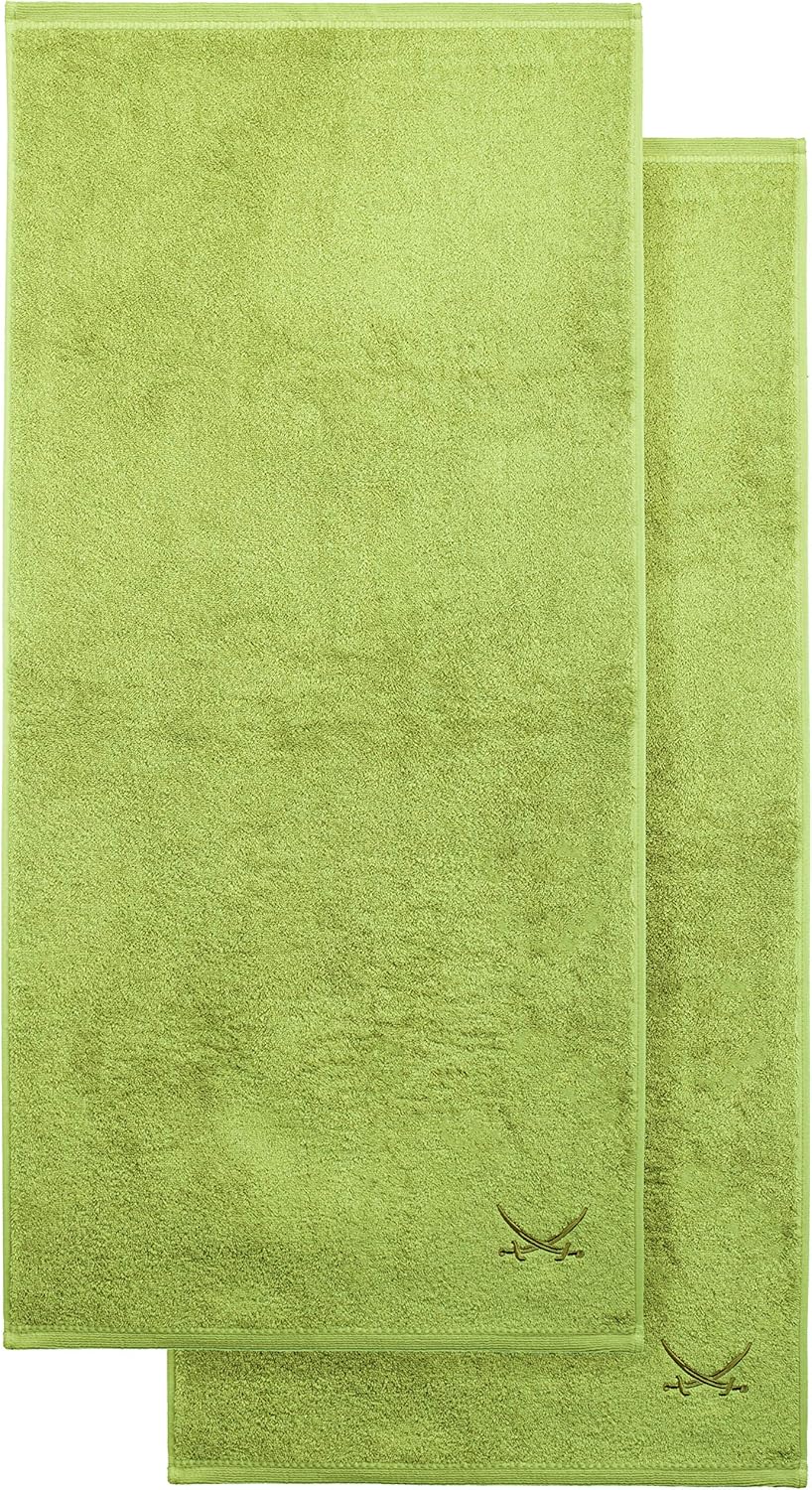 Sansibar Duschtuch 2er Set 70x140 cm 100% Baumwolle mit gesticktem Säbel Logo Badtuch Handtuch Grün