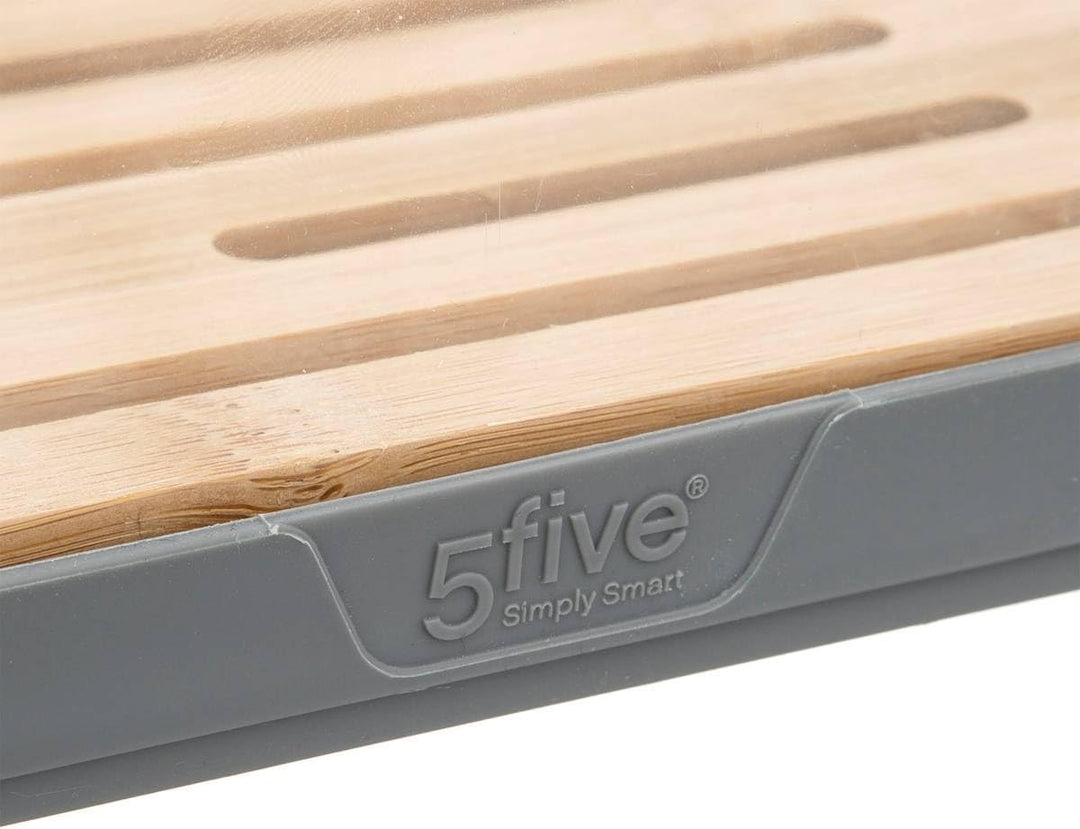 5five – Brotkasten „Fresh Eat Grey“, 29 x 18 x 16 cm, mit Bambus-Schneidebrett – Küchenaufbewahrung,