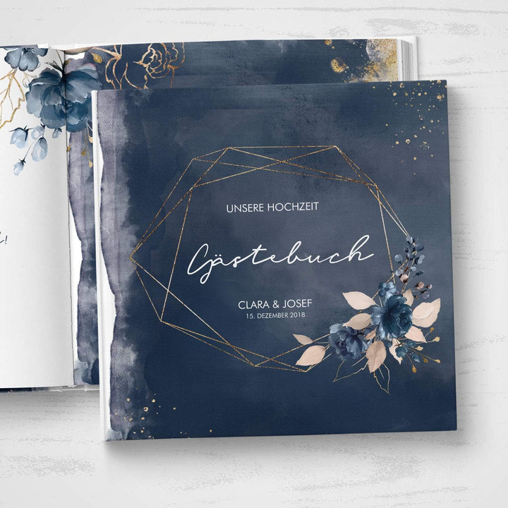 DeinWeddingshop Gästebuch Hochzeit - personalisiert - Hochzeitsgästebuch, Hardcover 21x21 cm (Inhalt