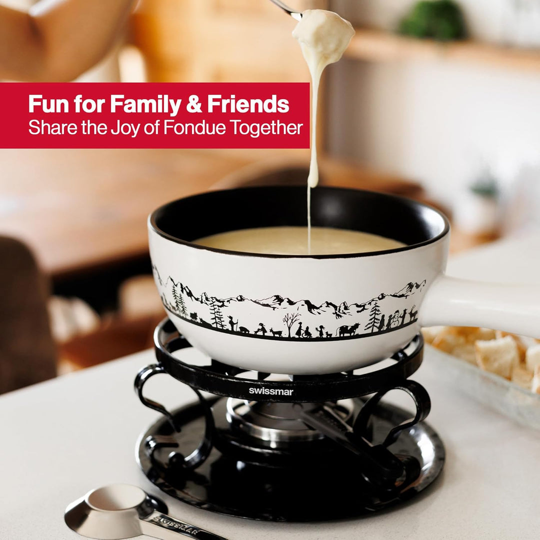 Heidi 9er Set Fondue, Käsefondue, Gabeln, Eintopf, Keramiktopf, Keramikfondue Swissmar Heidi Fondue-