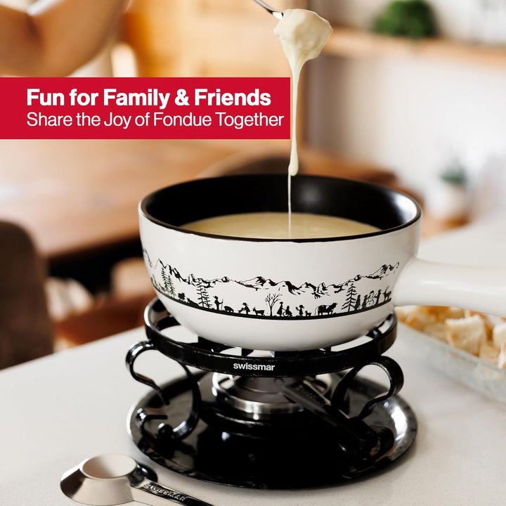 Heidi 9er Set Fondue, Käsefondue, Gabeln, Eintopf, Keramiktopf, Keramikfondue Swissmar Heidi Fondue-