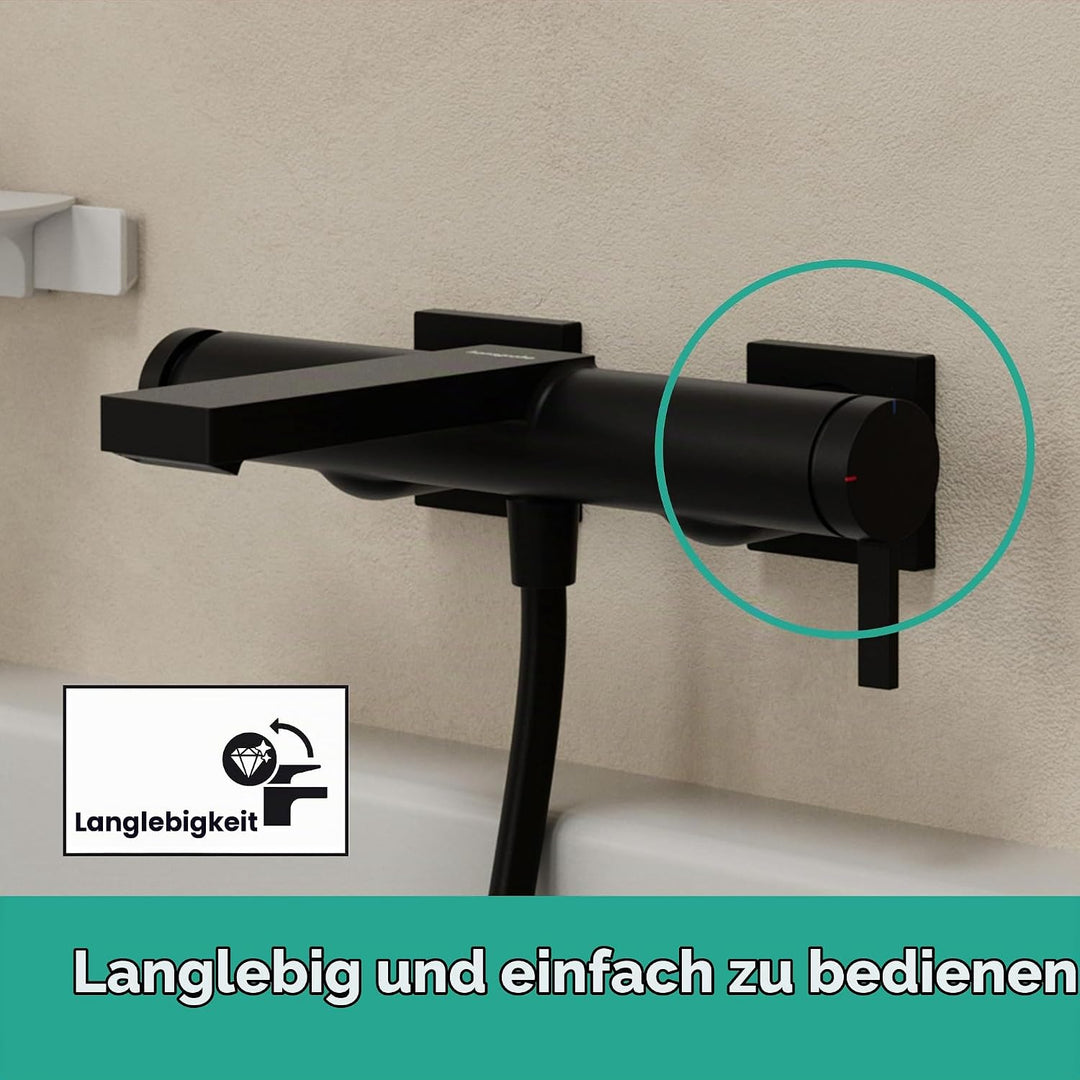 hansgrohe Tecturis E - Badewannenarmatur Aufputz für 2 Verbraucher, Mischbatterie Badewanne mit Ausl