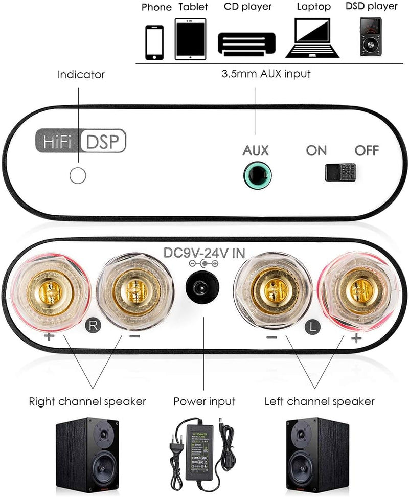 Nobsound NS-10G PRO Hi-Fi DSP 100W (50W x 2) Digital Bluetooth 5.0 Amplifier 2.0 Channel Stereo Powe