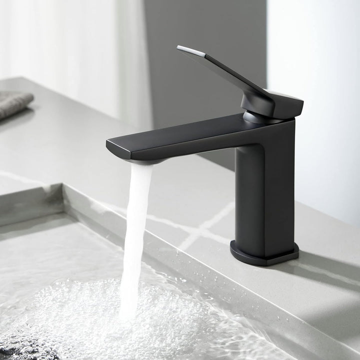 SHUNLI Schwarz Badarmatur Waschtischarmatur Mischbatterie Bad Wasserhahn Waschbeckenarmatur Armatur