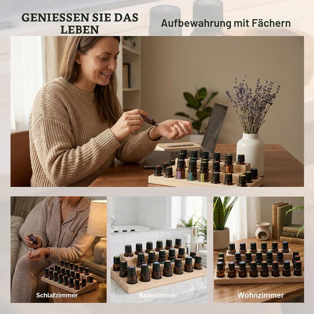 Ätherisches Öl Display Ständer, 23 Löcher Aromatherapie Öle Hölzern Tragen Gestell Halter Organisato