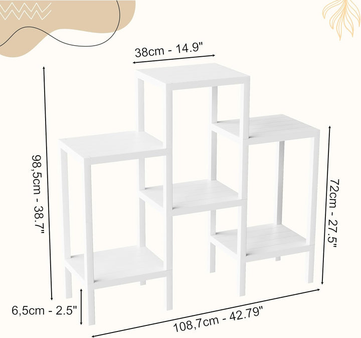 Ribelli 6-Etagen Blumenständer, Pflanzenständer, DIY Standregal, Mehrstöckig Blumenregal, Stapelbar
