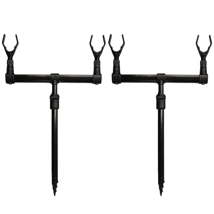 Rutenständer, 2PCS Angeln Halterung für 4 Ruten mit Teleskopfüssen Höhe 31-54 cm Aluminiumlegierung