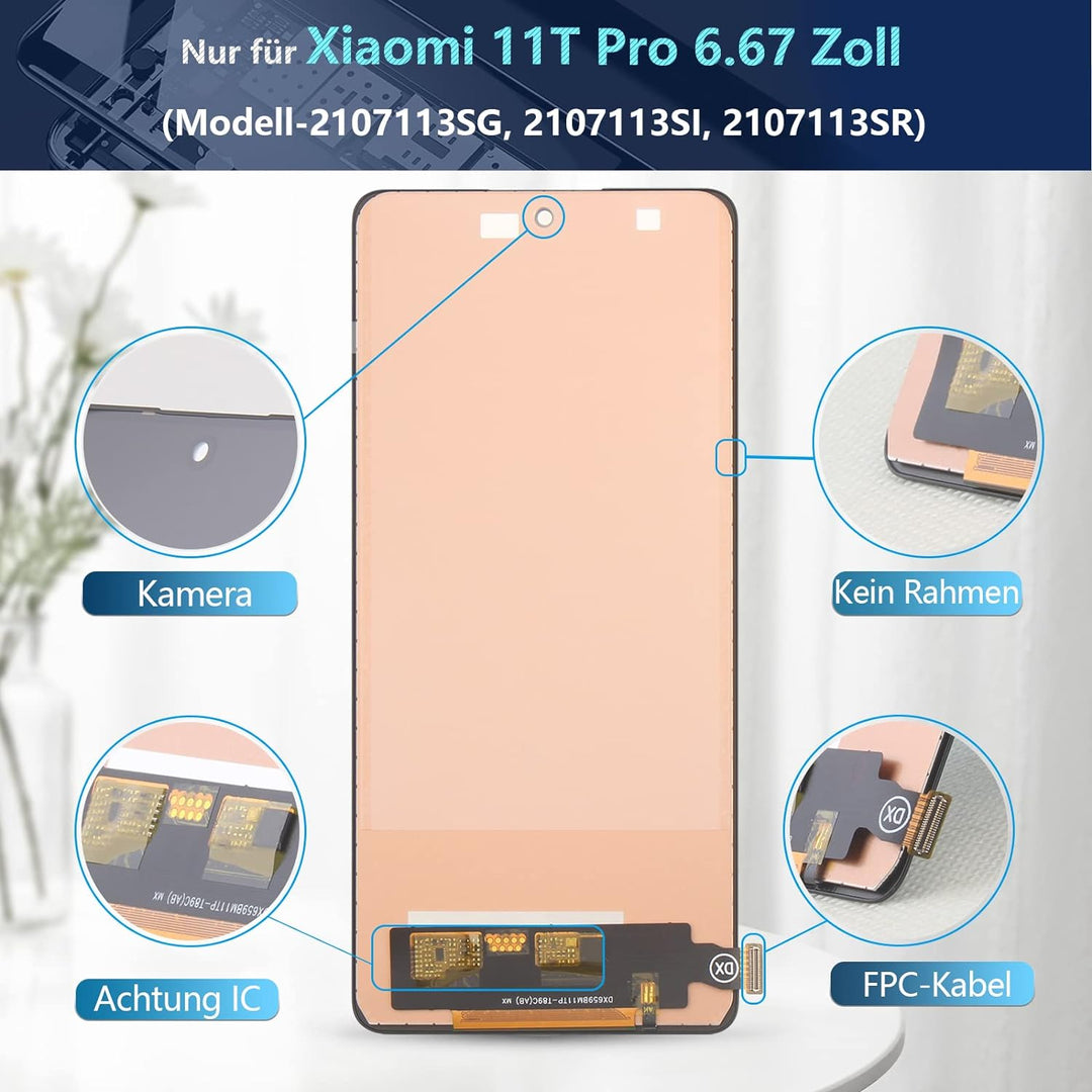 RongZy Kompatibel mit Xiaomi 11T Pro 2107113SG Ersatz Bildschirm LCD Display und Touchscreen-Digitiz