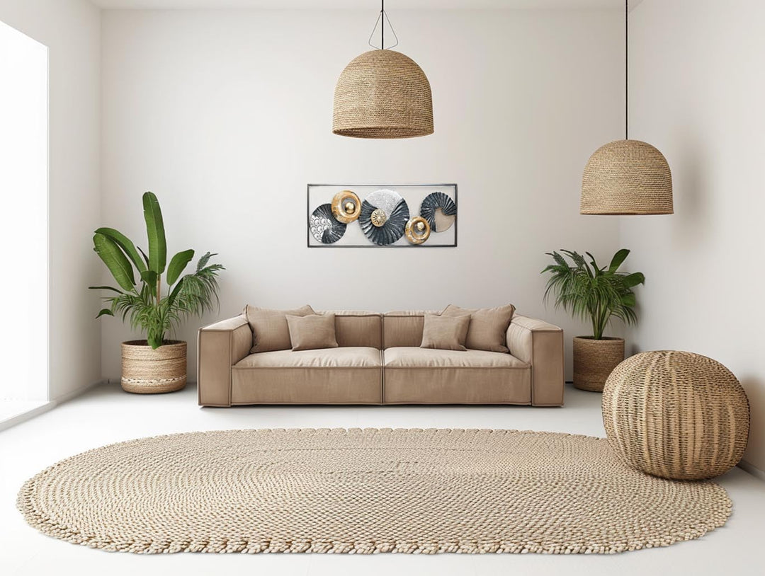 Kobolo Wandbild Wanddeko Metallbild 3D-Bild - SEASHELL -anthrazit weiss gold- ca 28x75 cm