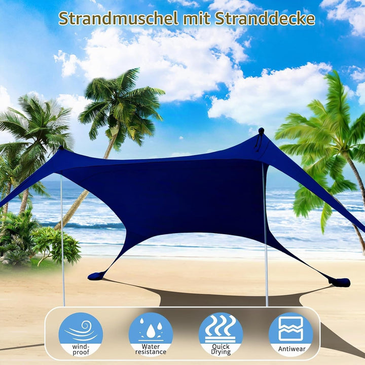 Strandzelt, Pop-Up, 2x2.1 m, LSF 50, Lycra, Sonnenschutz, für den Aussenbereich, Anti-Wind, Sonnensc