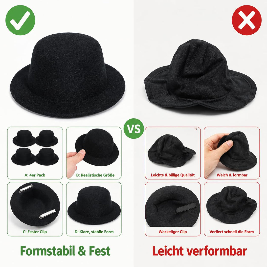 HEMOTON 4 Stück Zylinder Haarspangen Hüte Dekorative Haarnadeln Kleine Formelle Hüte Haarspange Schw