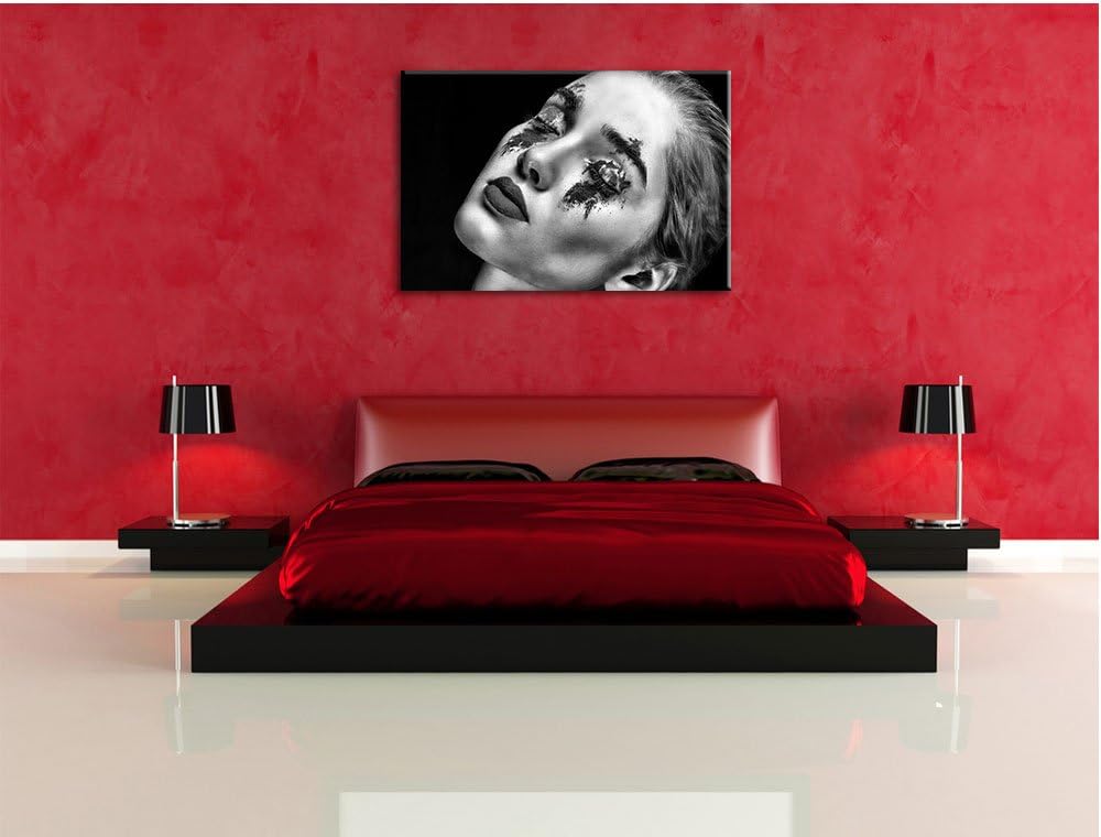 Pixxprint Dark Rotes Auge als Leinwandbild | Grösse: 100x70 | Wandbild| Kunstdruck | fertig bespannt