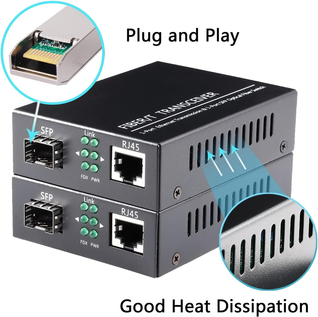 EIN Paar 1,25G / s Bidi Gigabit Singlemode Glasfaser Ethernet Medienkonverter mit 2PCS Bidi SFP LC T