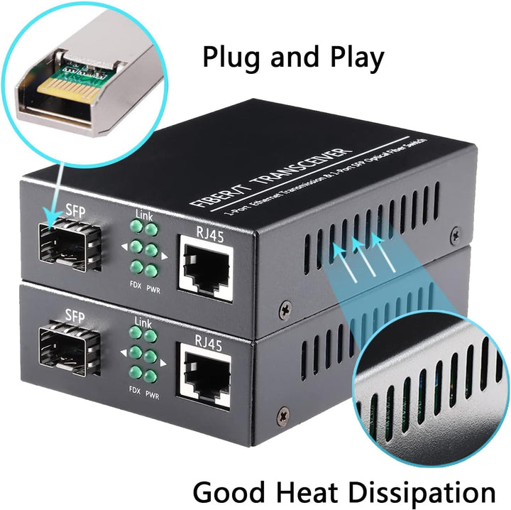 EIN Paar 1,25G / s Bidi Gigabit Singlemode Glasfaser Ethernet Medienkonverter mit 2PCS Bidi SFP LC T