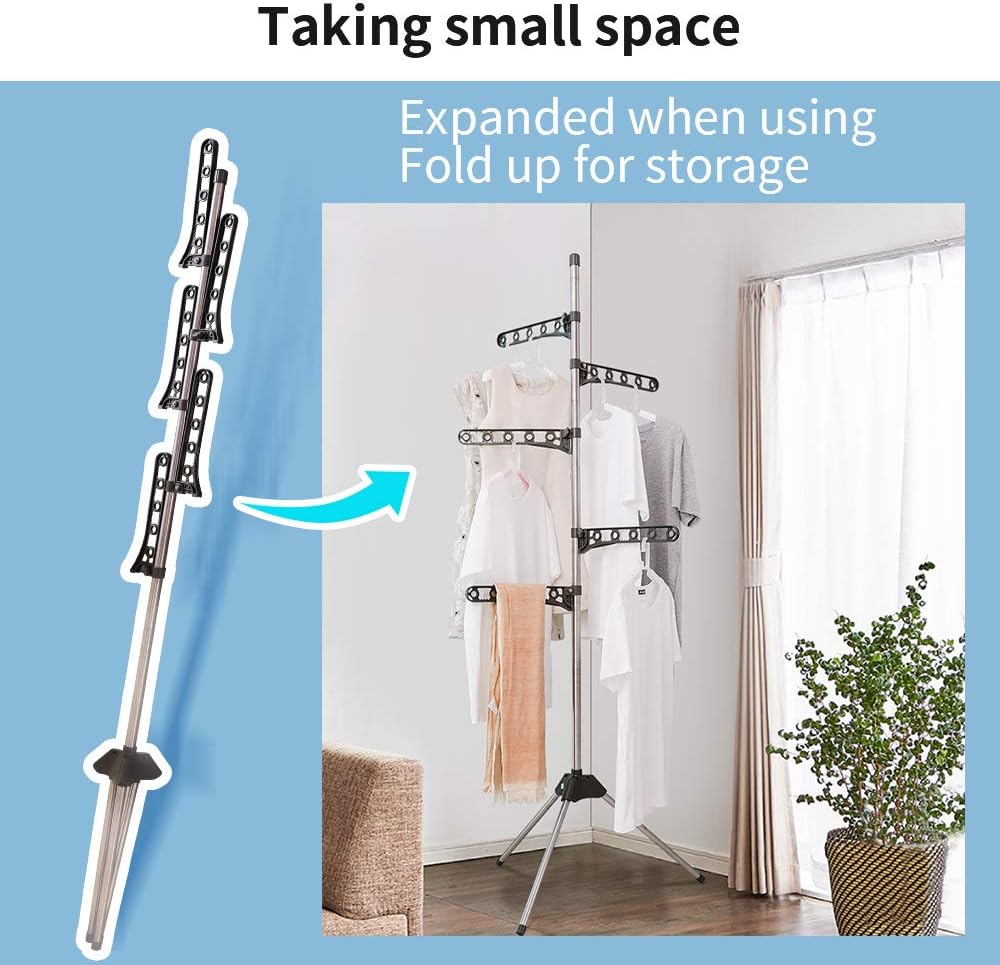 BAOYOUNI Faltbarer Wäscheständer für Hemden Klappbarer Kleiderständer Bügelwäscheständer mit 5 Verst