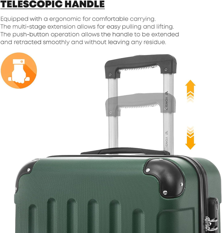 Koffer Suitcase Set, Trolley Reisekoffer, Rollkoffer Handgepäck mit 4 Rollen 360°, Hartschalenreisek