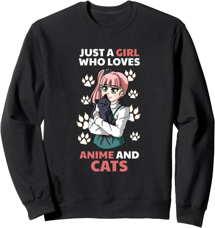 Just A Girl Who Loves Anime and Cats Japanese Manga Kawaii Sweatshirt