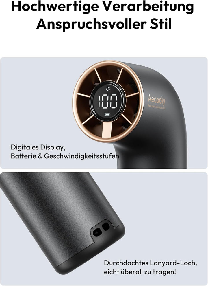 Aecooly Tragbarer Handventilator, Leistungsstarker Turbo-Mini-Ventilator, 19000 U/min High Speed Aer
