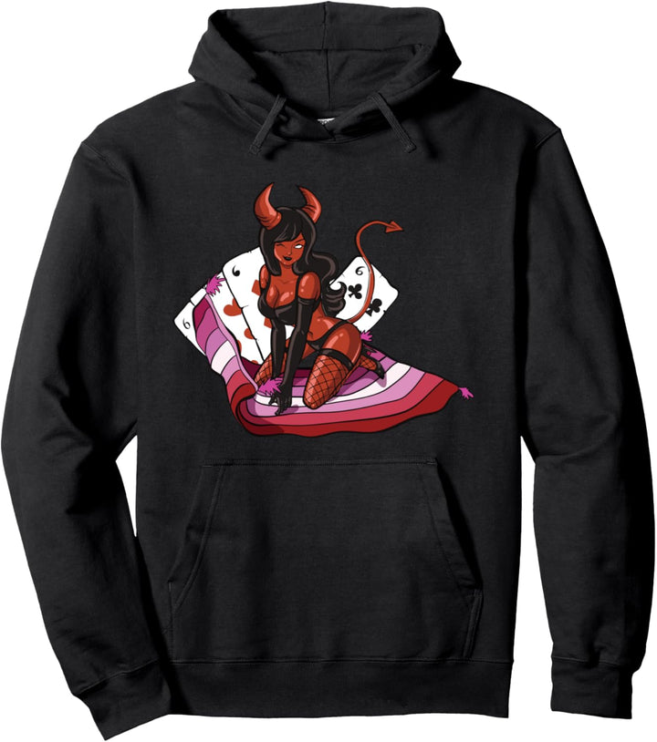 Lesbische Cool Devil Frauen Farben der lesbischen Flagge Pullover Hoodie