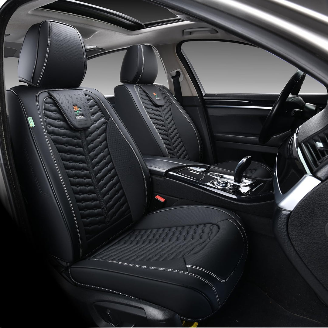 FLORICH Florcih Autositzbezüge, Premium Leder-Vorder und Rücksitzbezüge, 5 Stück, universelles Auto-