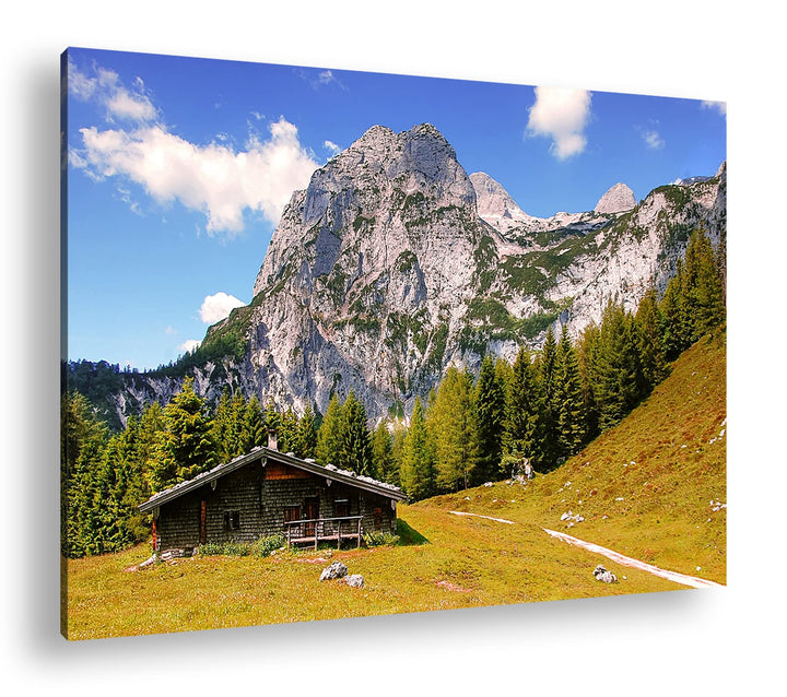 verlassene Hütte in den Bergen Format: 80x60 als Leinwandbild, Motiv fertig gerahmt auf Echtholzrahm