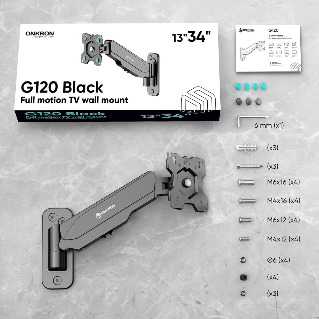 ONKRON Monitor Wandhalterung/TV Halterung für 13-34'' Flach & Curved Bildschirme max VESA Wandhalter