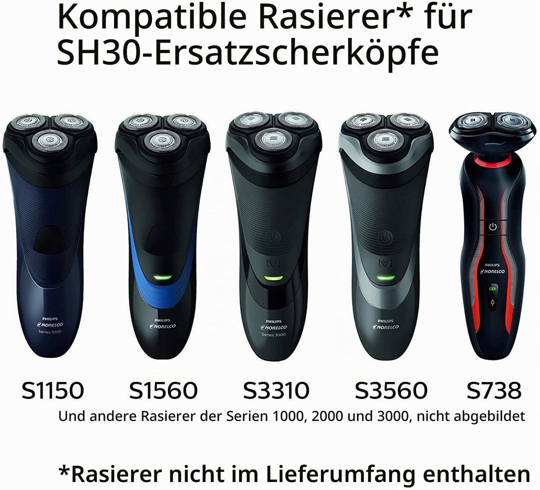 Philips rasierk枚pfe SH30 F眉r Serien 1000-2000 -3000 Original-Originalteil (Anzahl 3)