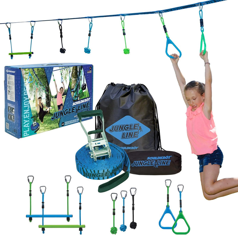 Schildkröt® Jungle Line Hangelparcours Set für Kinder und Erwachsene, 11 Meter, Outdoor Ninja Parcou