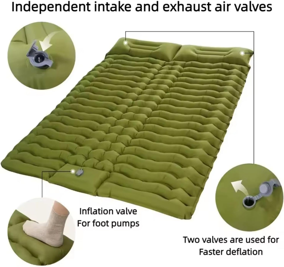 Camping-Isomatte, 10,2 cm dick, für 2 Personen, 3D-Wellpappe, feuchtigkeitsbeständige Unterlage, auf