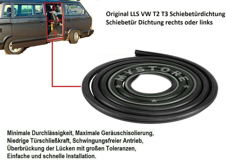 4x Gummidichtung Kompatibel mit V.W. T2 T3 Schiebetürdichtung + Heckklappendichtung + 2x Türdichtung