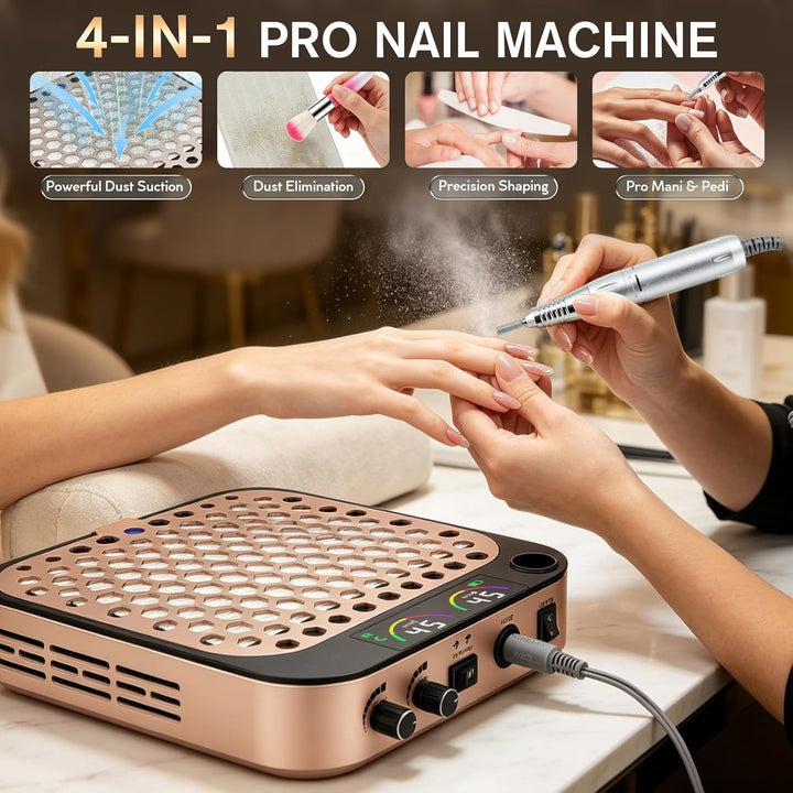 4-in-1 Nagelstaubsauger, Kabellose Staubabsaugung für Nägel, USB Wiederaufladbare 45000PRM Elektrisc