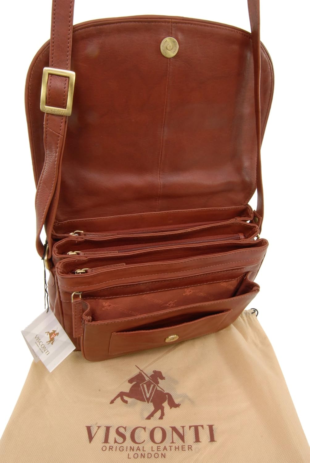 VISCONTI - Damen Leder Umhängetasche - Handtasche Mittelgross - Crossbody Bag Für Notizbuch A5 - Ver