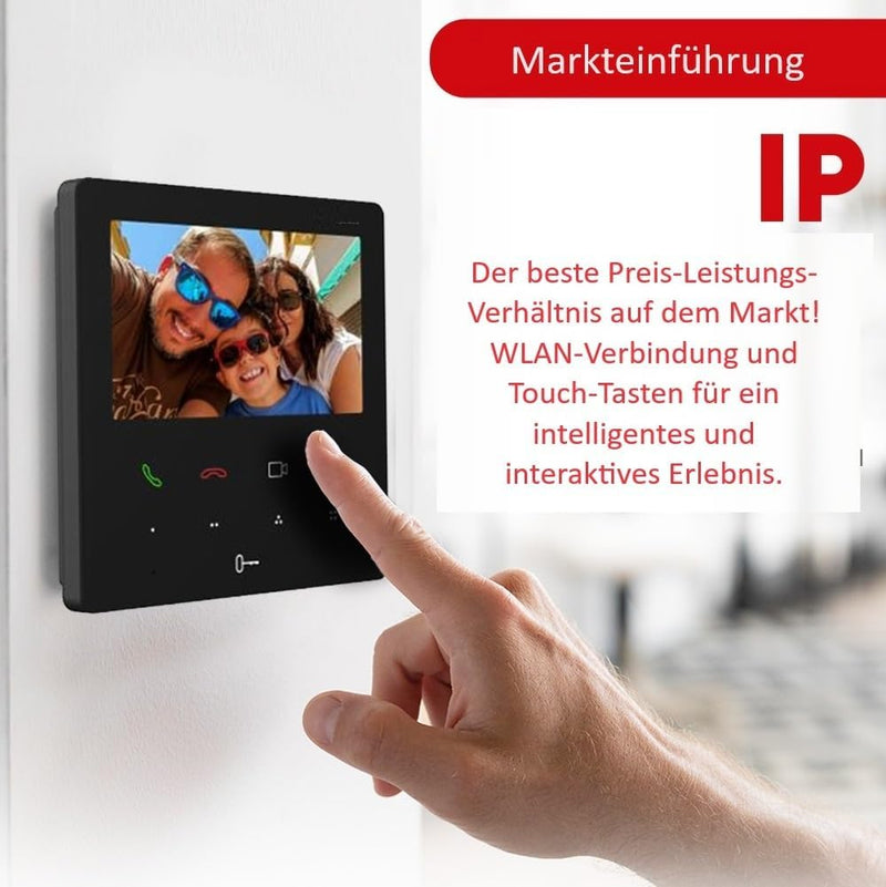 MATHFEL WLAN IP 2 Familienhaus Video Türsprechanlage, Unterputz-Türstation IP65, Full HD-Kamera 130°