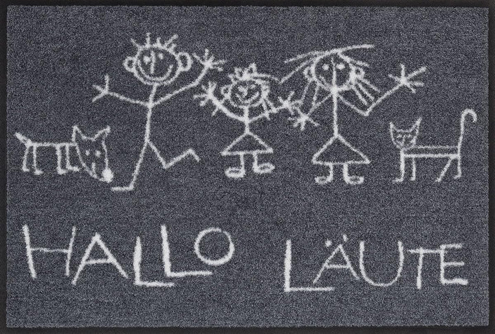 Salonloewe Fussmatte waschbar Hallo Läute 50x75 cm Eingangs-Matte witzig lustig Sprüche Comic Fussab