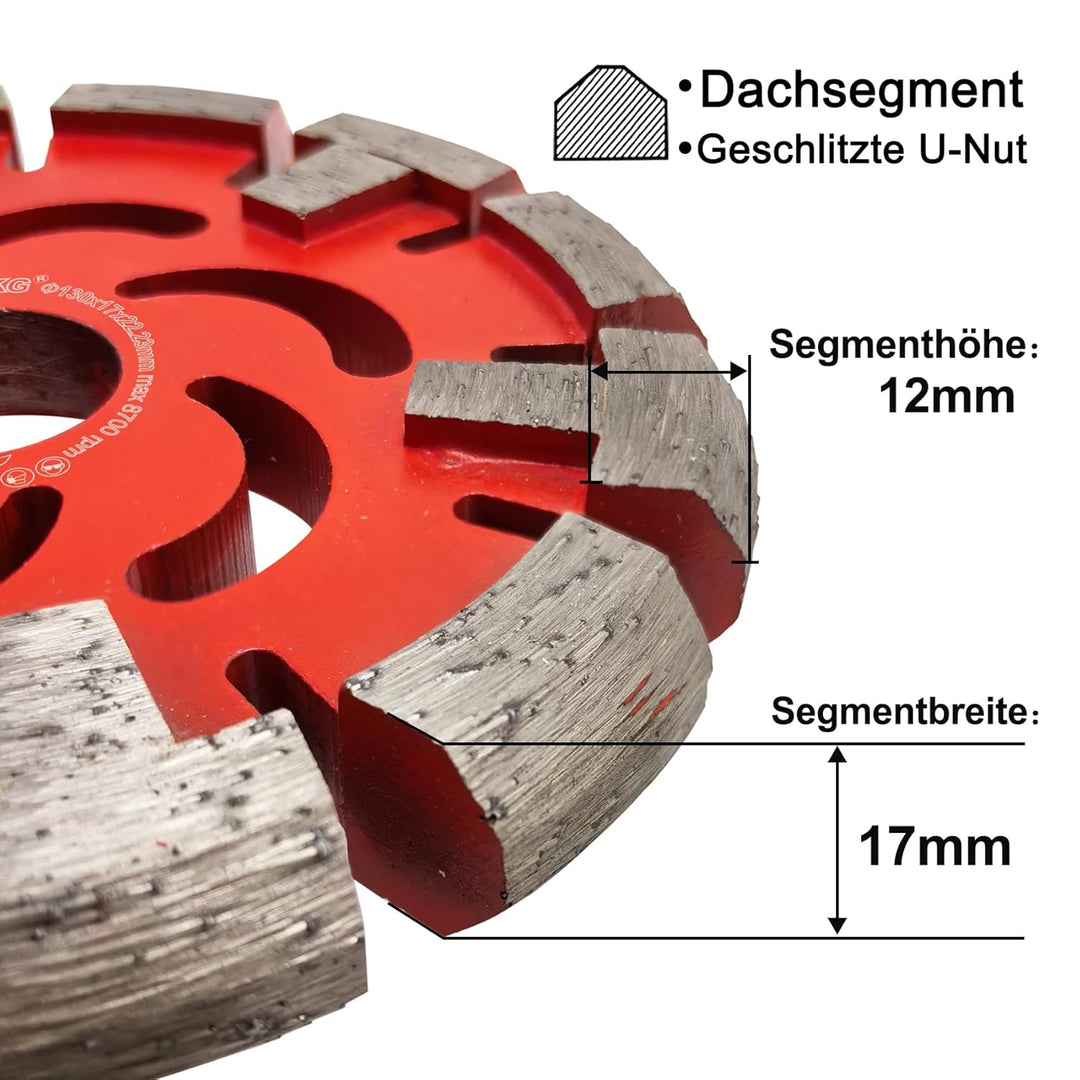 GVHAKG Diamant Frässcheibe 130mm, 17 mm Räumscheibe für Fussbodenheizung Sehr Harten Estrich, Sehr H