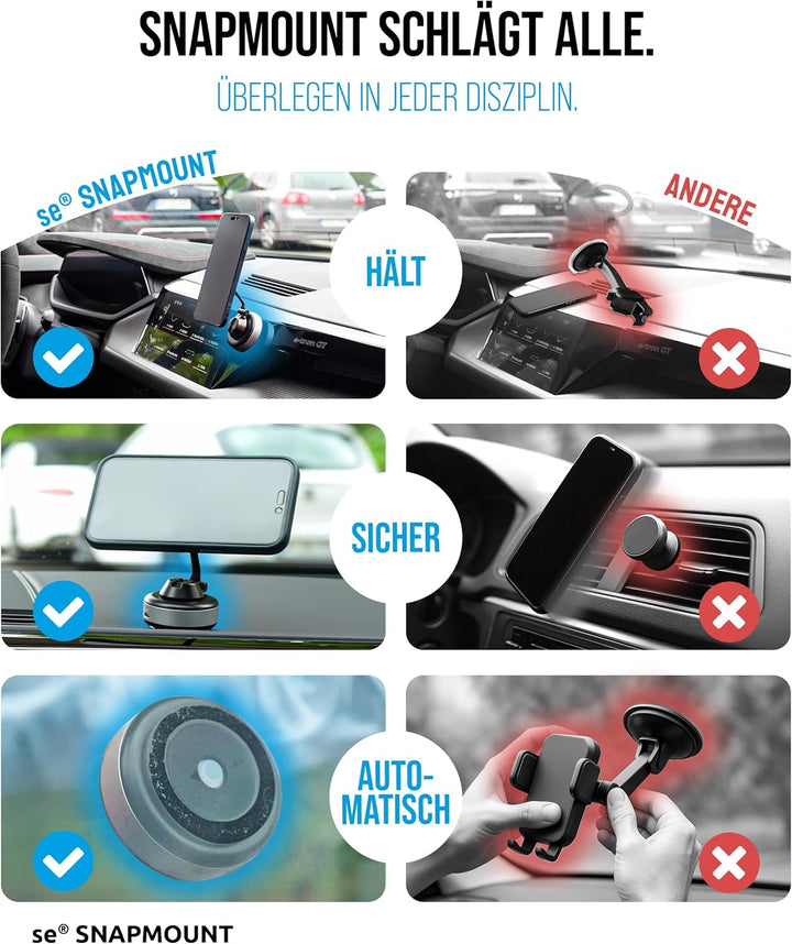 se® SNAPMOUNT - Das Original - Magnetische Handyhalterung fürs Auto, Zuhause & Büro, MagSafe-kompati