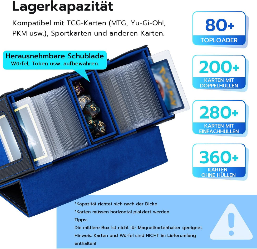 Doppelschicht Card Deck Box für MTG, 2 Commander Displays, passt für 200 Doppelt Eingehüllte Kartens