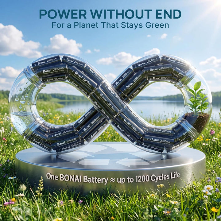 BONAI Akku AA 2800mAh Wiederaufladbare Batterien hohe Kapazität 1,2V Mignon AA Accu NI-MH Aufladbare