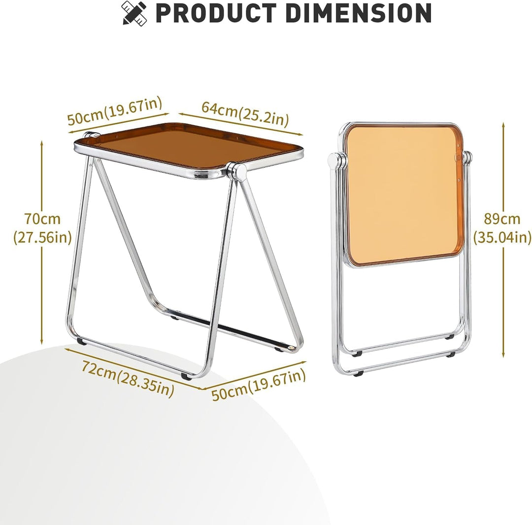Klapptisch aus Acryl, transparent,- Leicht Faltbarer Design-Tisch für Wohnzimmer, Küche, Balkon-plat