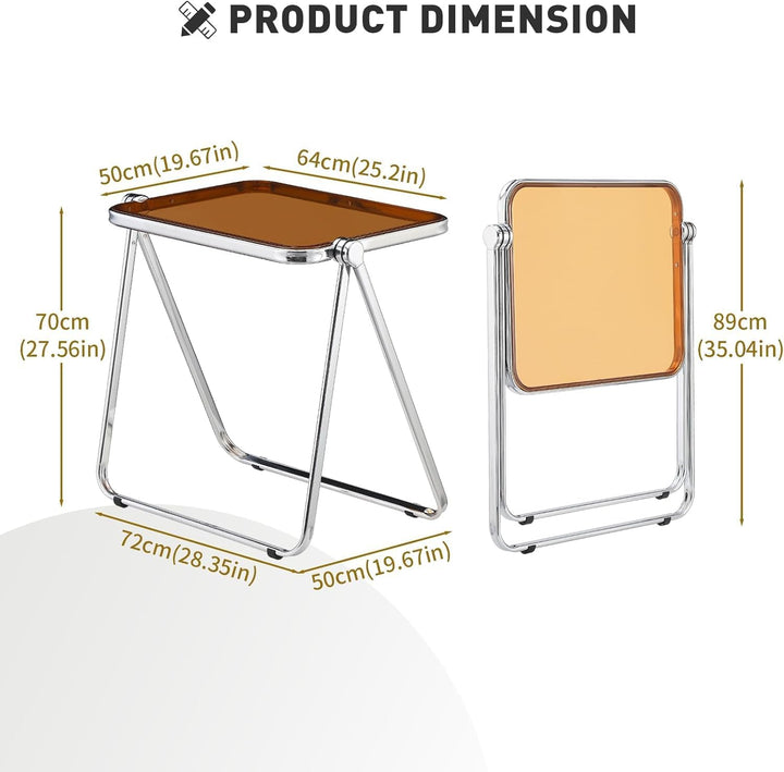 Klapptisch aus Acryl, transparent,- Leicht Faltbarer Design-Tisch für Wohnzimmer, Küche, Balkon-plat