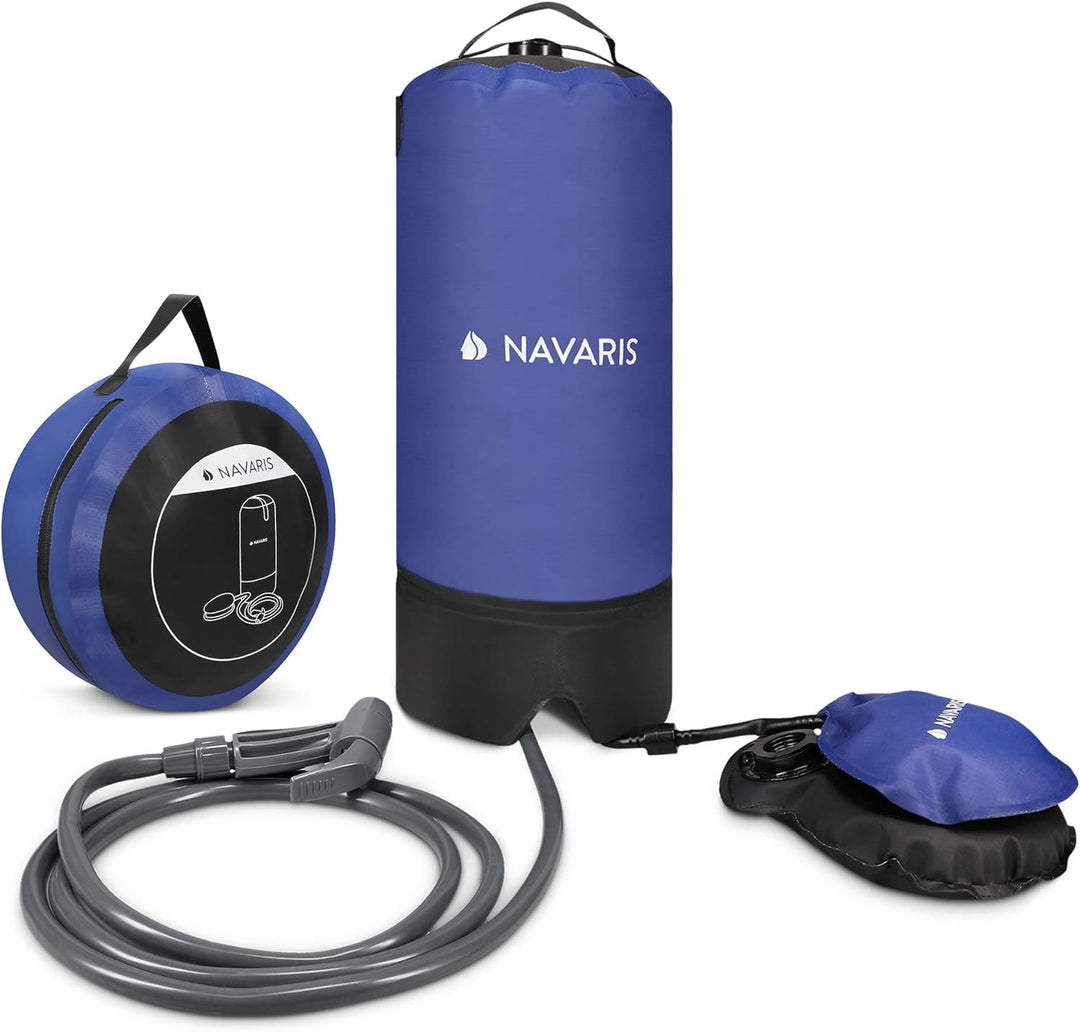 Navaris Campingdusche Solardusche Gartendusche mit Pumpe - 11l Solar Dusche mit Fusspumpe - tragbare