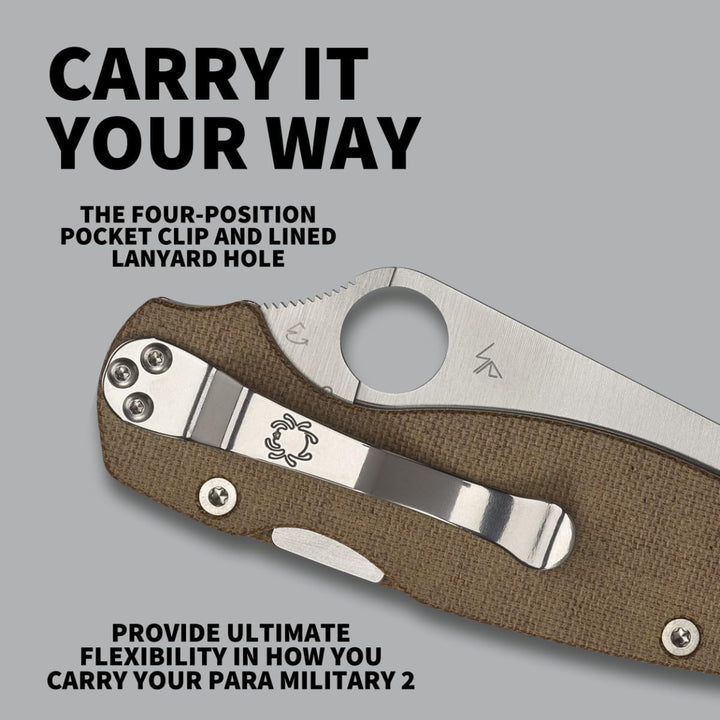 Spyderco Knives Brown Canvas Micarta para Millie 2 Compression Lock Cru-Wear Steel Pocket Knife C81M