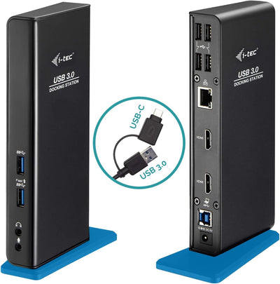 i-tec USB 3.0/USB-C Dual Docking Station – 2X HDMI Full HD+, 4X USB 2.0, 2X USB 3.0, Gigabit Etherne